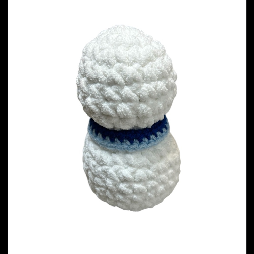 Cute Christmas Gift/Decor Crochet Snowman W Button Eyes And Scarf - Picture 3 of 4
